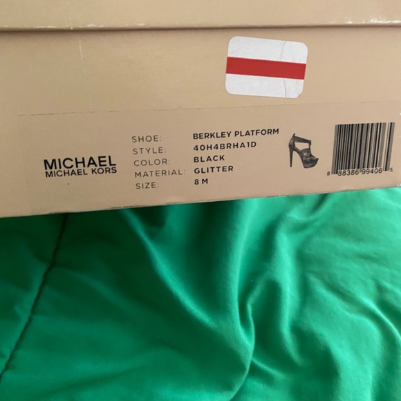 Michael Kors Berkeley Platform Black Glitter Heels - Picture 5 of 5